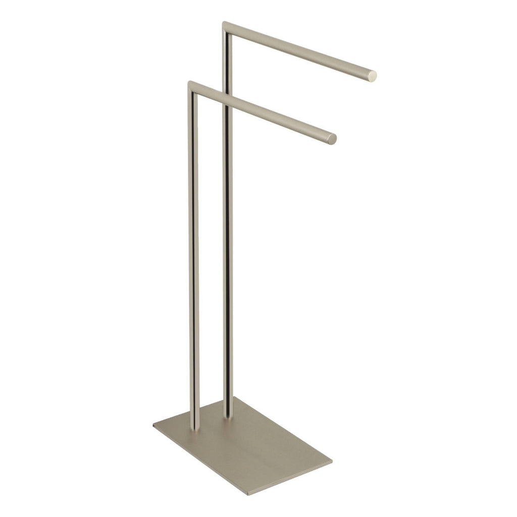 Brushed Nickel Pedestal Dual Towel Rack Z979736