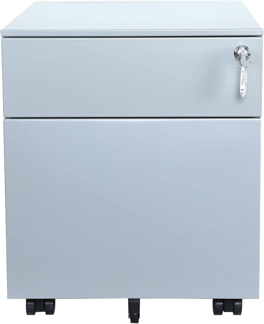 White 2 Drawer Steel File Cabinet with Lock D3500