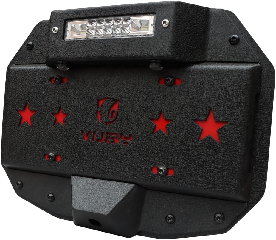 Spare Tire Delete License Plate Relocation Kit with Third Brake Light and Rear Camera Mounting Holes T1947