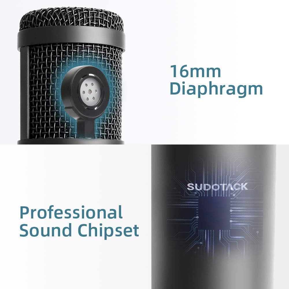 USB Streaming Podcast PC Microphone with Aluminum Storage Case, Studio Cardioid Condenser Mic Kit with Desktop Stand Shock Mount Z8596