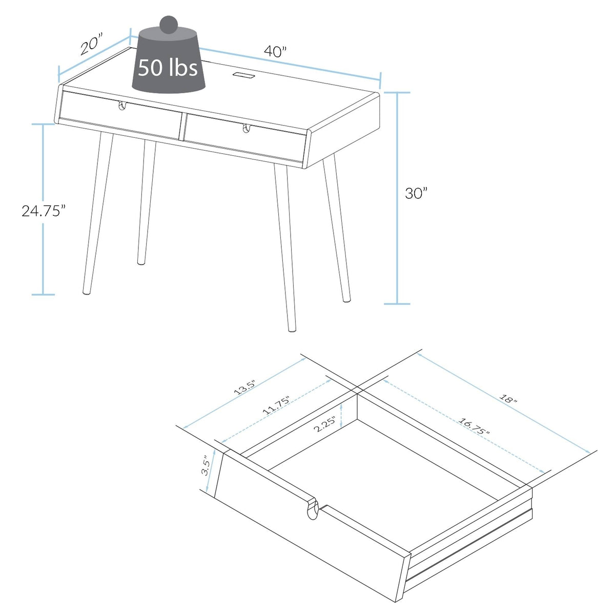 Solid American Oak Desk with USB Ports I191980