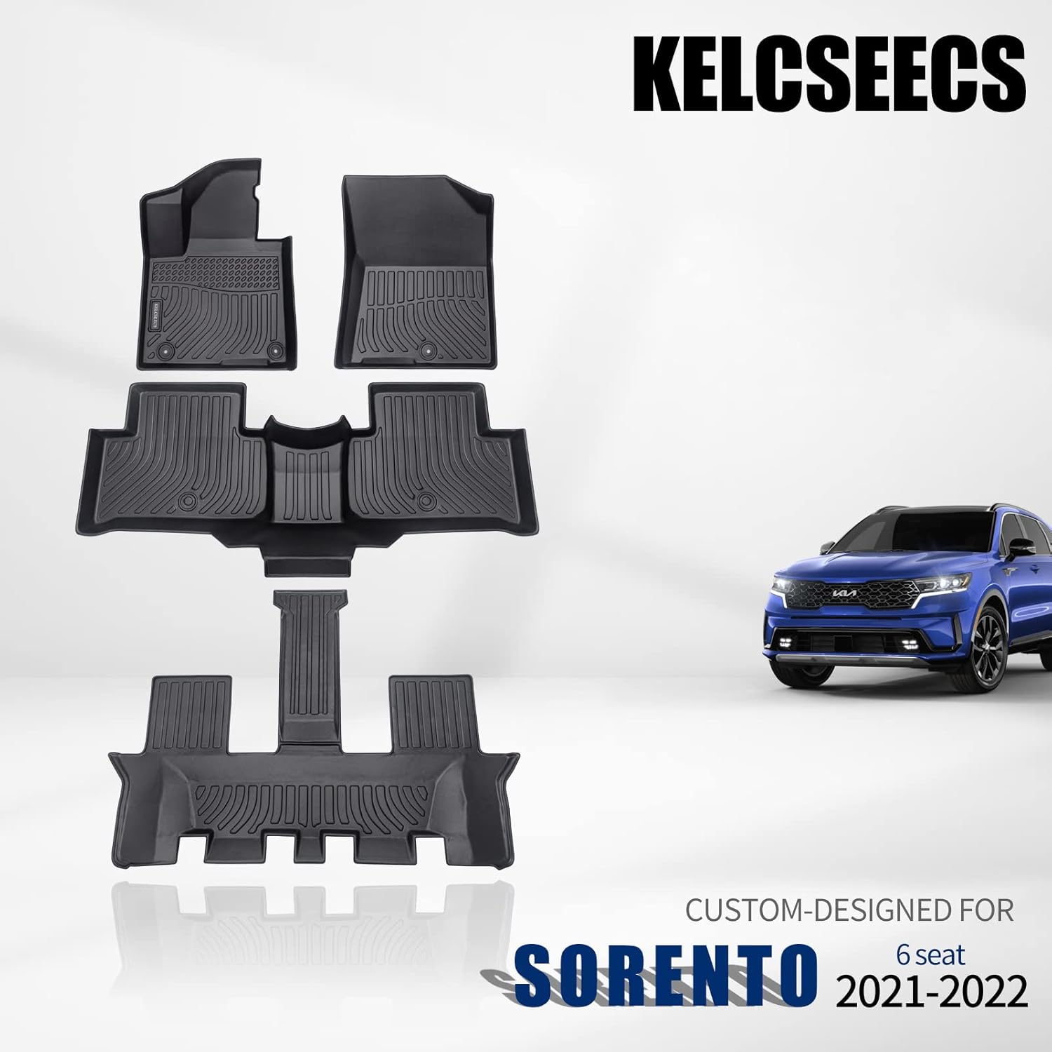 Black Waterproof TPE Car Mats for Kia Sorento 6 Seat 2021 2022 Y22190