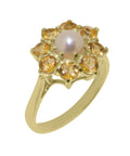 14k Yellow Gold Cultured Pearl & Citrine Womens Ring R6617