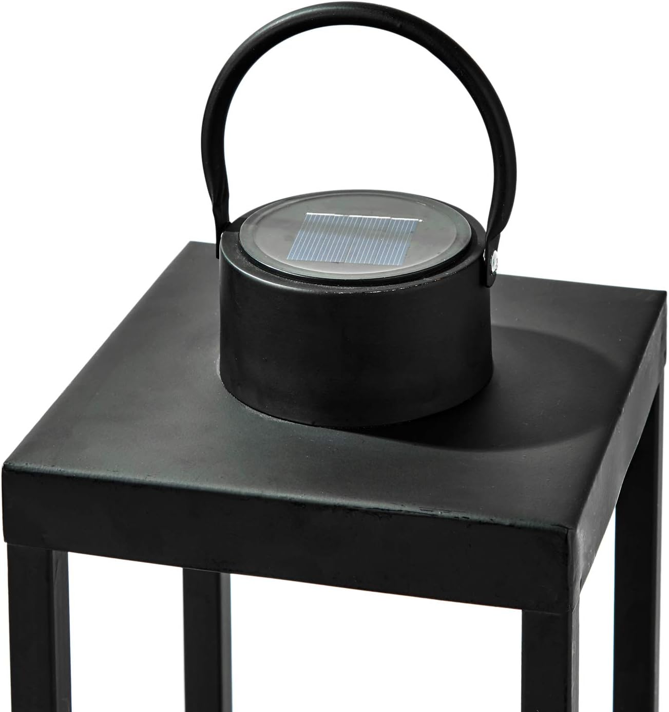 Large Outdoor Lantern with Solar Candle, 18 Inch Tall, Matte Black Metal Frame M3187