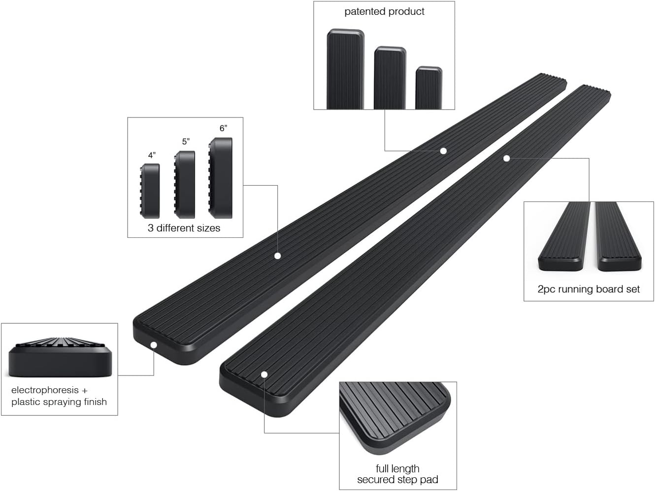 5in Black Running Boards Z52587