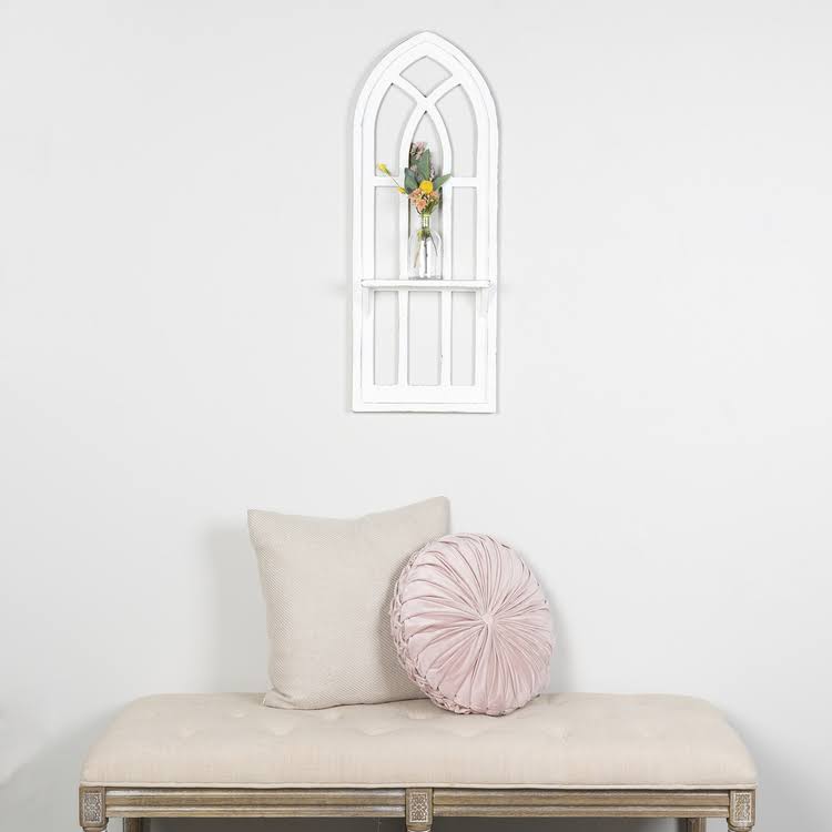 Distressed Window Arch with Shelf Wall Decor V744
