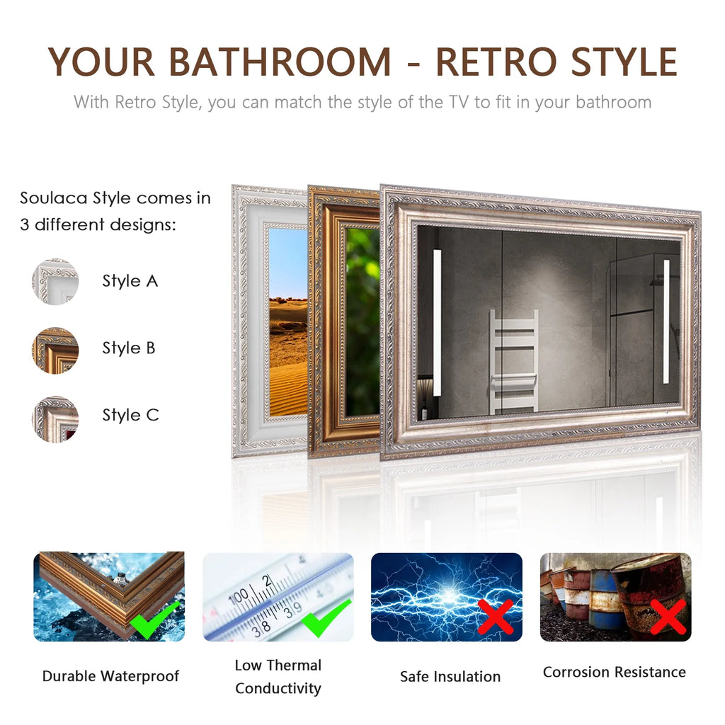 22" Smart Mirror TV with Antique White Frame L125674