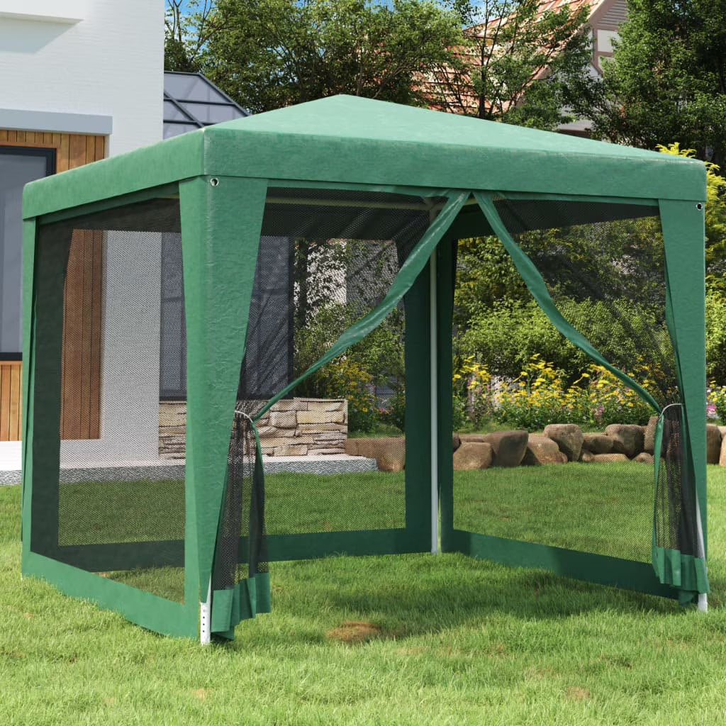 Green 8.2'x8.2' HDPE Party Tent with 4 Mesh Sidewalls Q3578