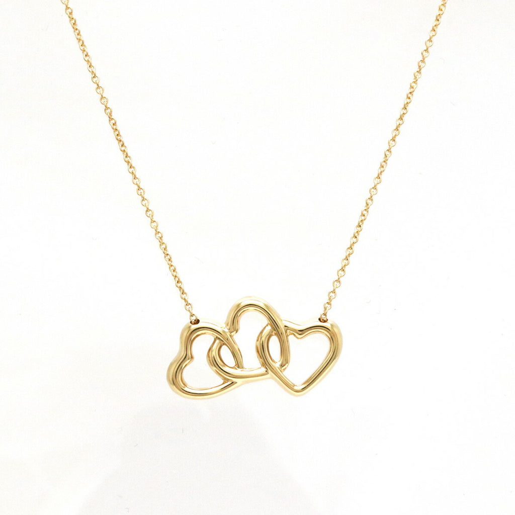 Tiffany Triple Open Heart Pendant Necklace Yellow Gold Y740930