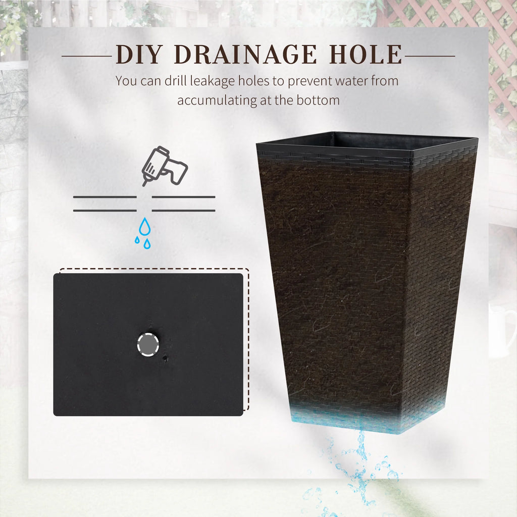Black Set of 3 Tall Planters with Drainage Hole K7184