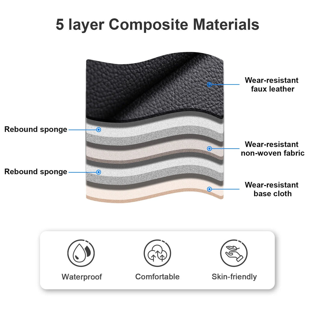 Black Waterproof Pu Leather Full Set Car Seat Covers D66618