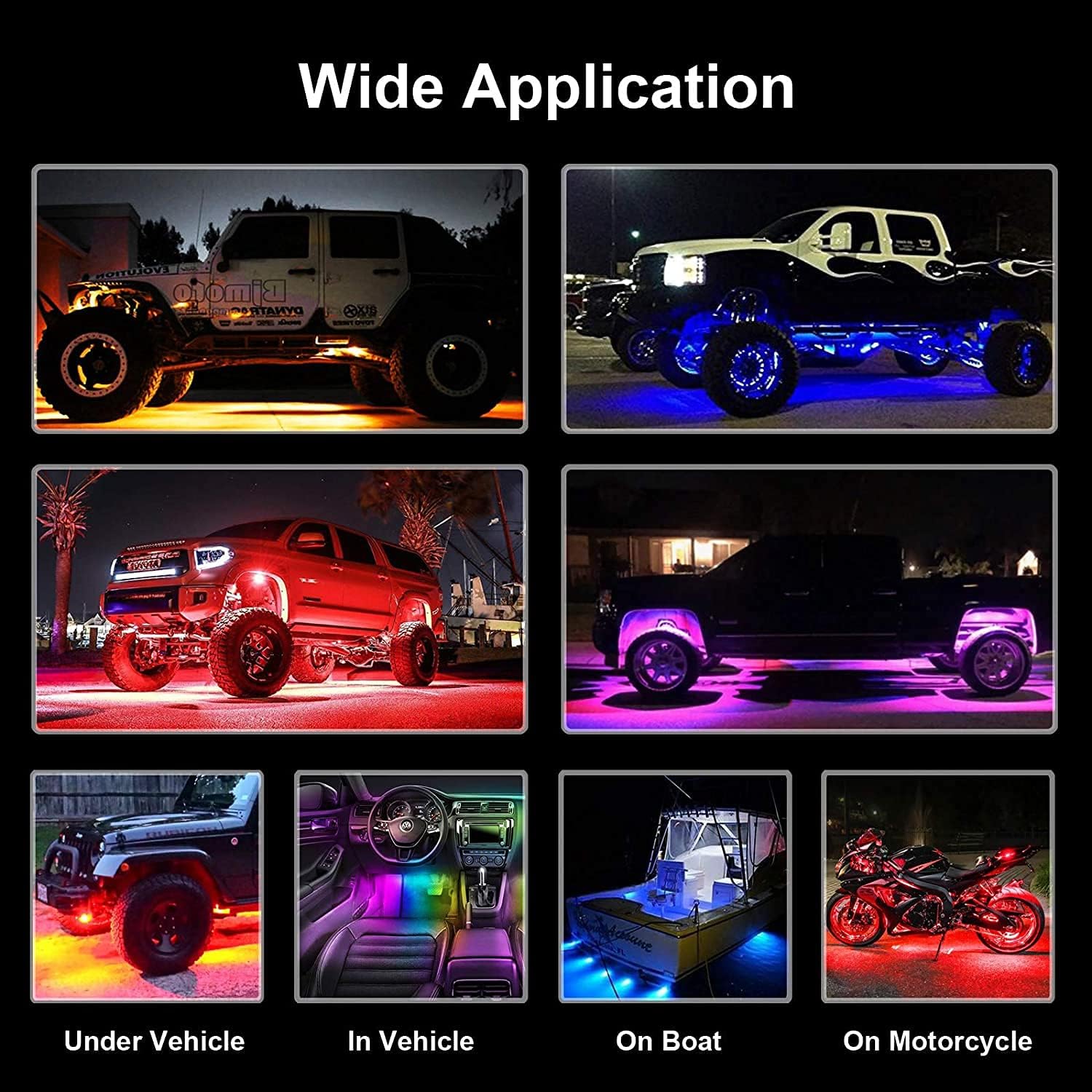 Multicolor 64 LEDs Waterproof Offroad Rock Lights Pack of 2 V317