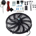 16" Slim Push Pull 12V Electric Radiator Cooling Fan with Thermostat Control Relay Wire Kit Pack of 2 A11746