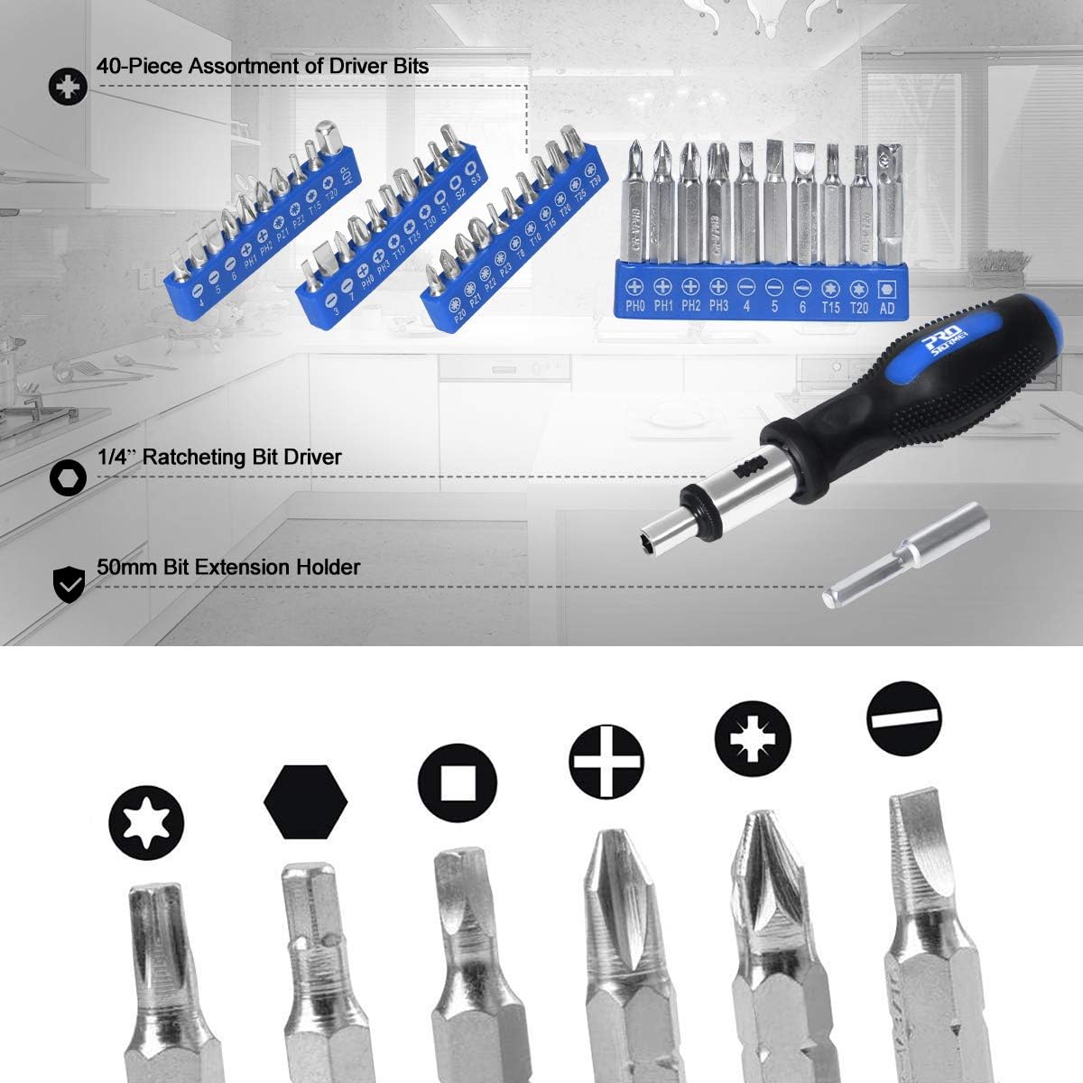 198-Piece General Household Hand Tool Set with Storage Bag V82986