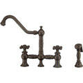 Oil Rubbed Bronze Bridge Faucet with Cross Handles and Side Spray Z7292