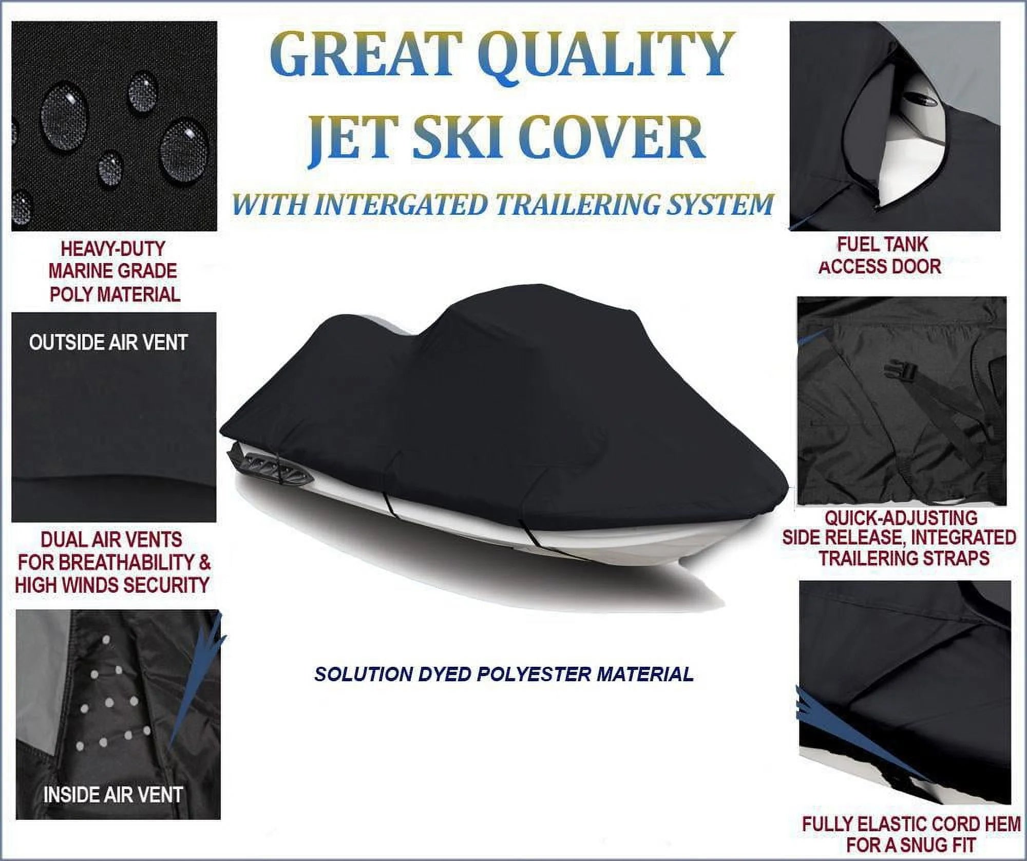 Black Jet Ski PWC Watercraft Cover N85904