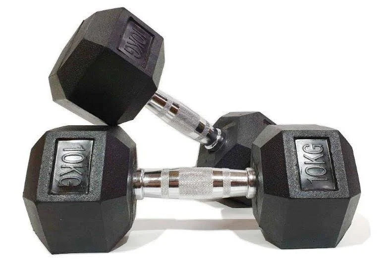 Rubber Hex Dumbbells Pair 10kg Y602