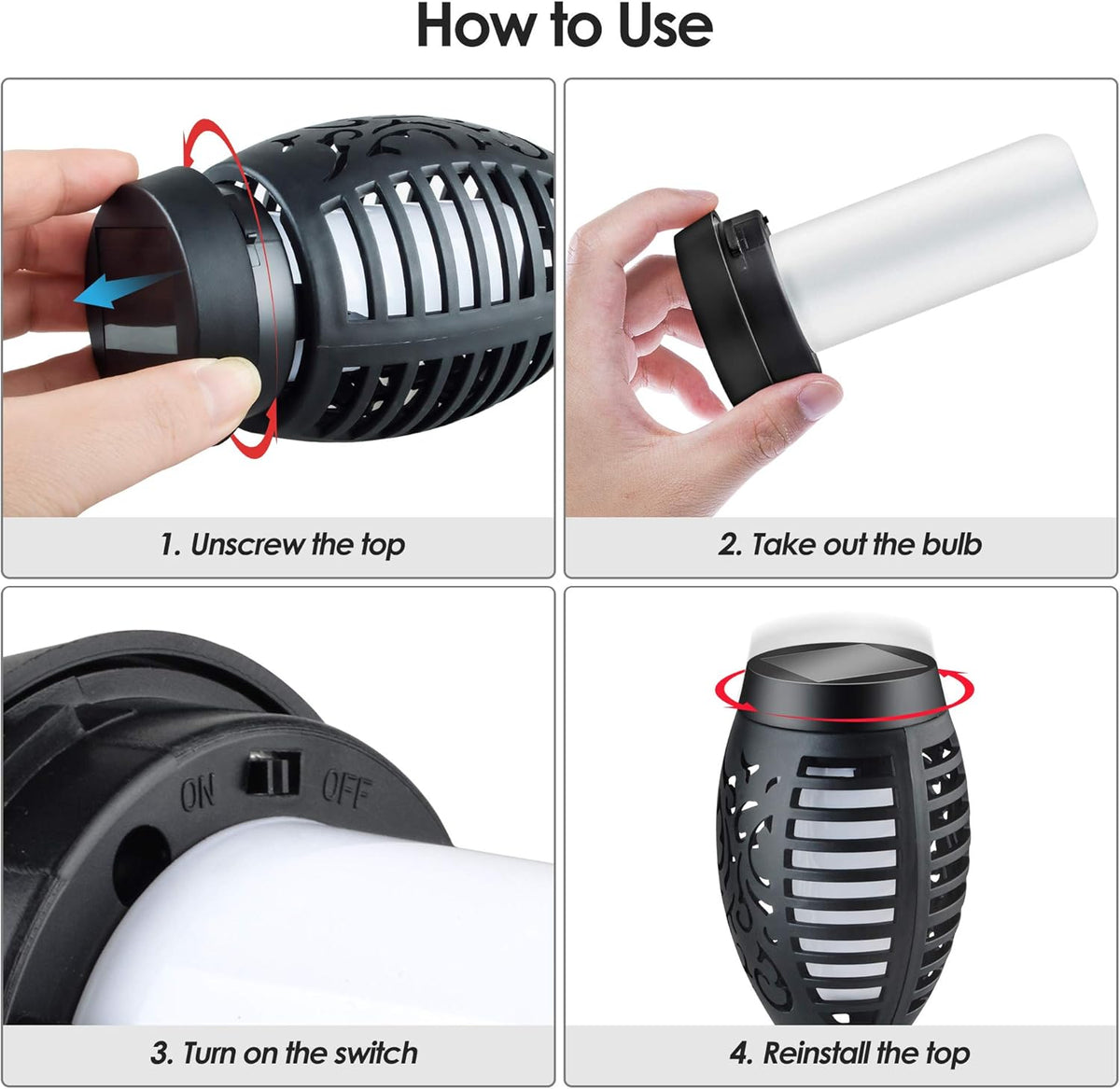 Solar Torch Lights Outdoor Garden Lawn Lights with Realistic Flickering Flames K35420