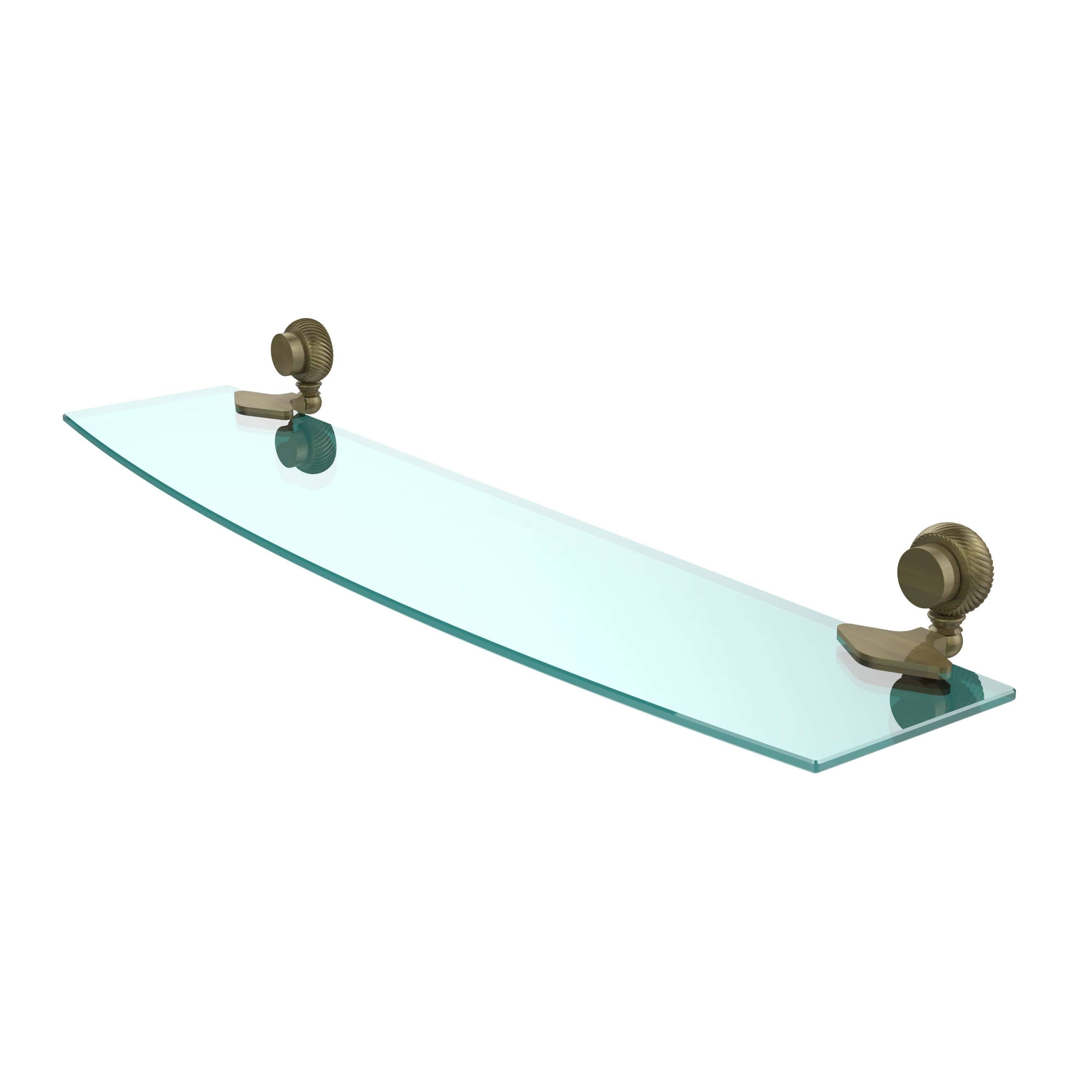 24 in. Antique Brass Glass Shelf with Twist Accents T220