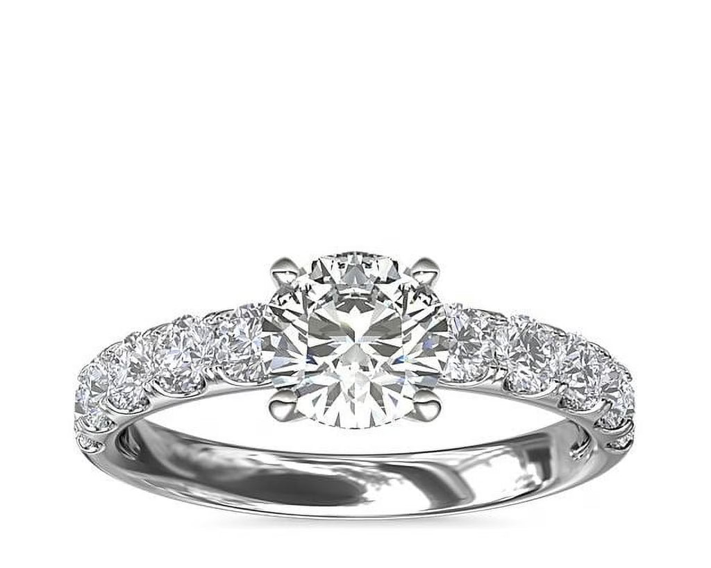14K White Gold Solitaire Ring with Accents L642106