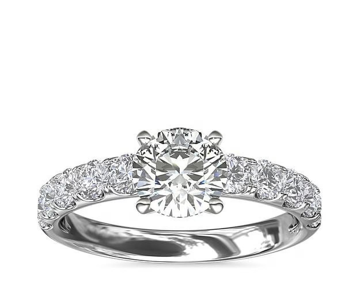 14K White Gold Solitaire Ring with Accents L642106