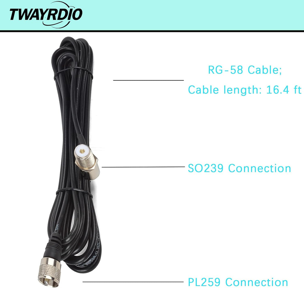 VHF Marine Antenna 156-163MHz 50W with 16.4ft Coaxial Cable and L-Shape Mounting Bracket, Pack of 2 W263743