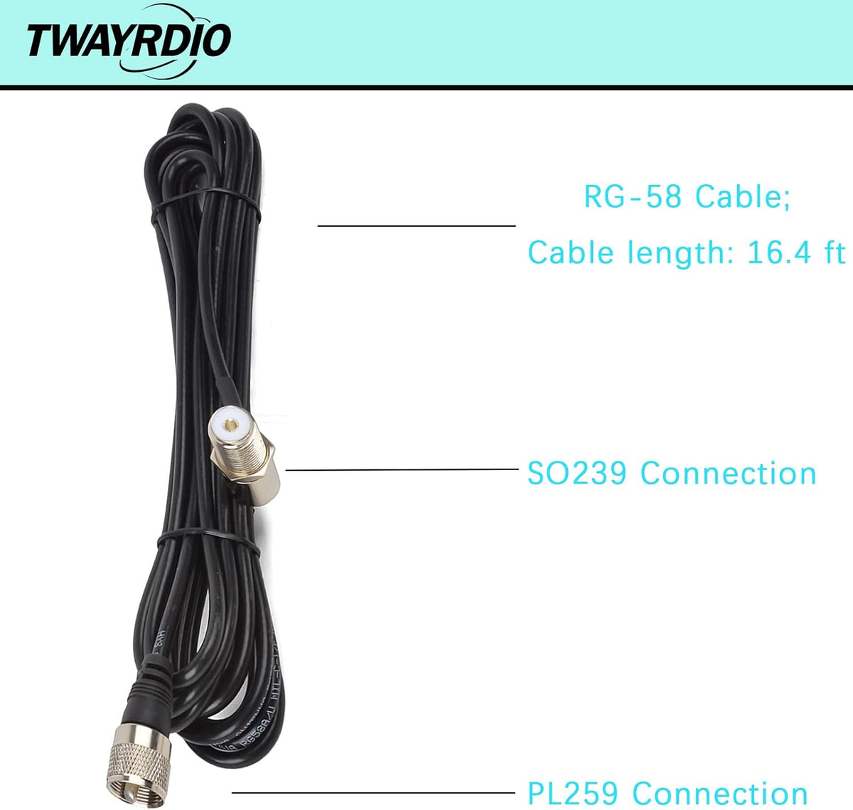 VHF Marine Antenna 156-163MHz 50W with 16.4ft Coaxial Cable and L-Shape Mounting Bracket, Pack of 2 W263743