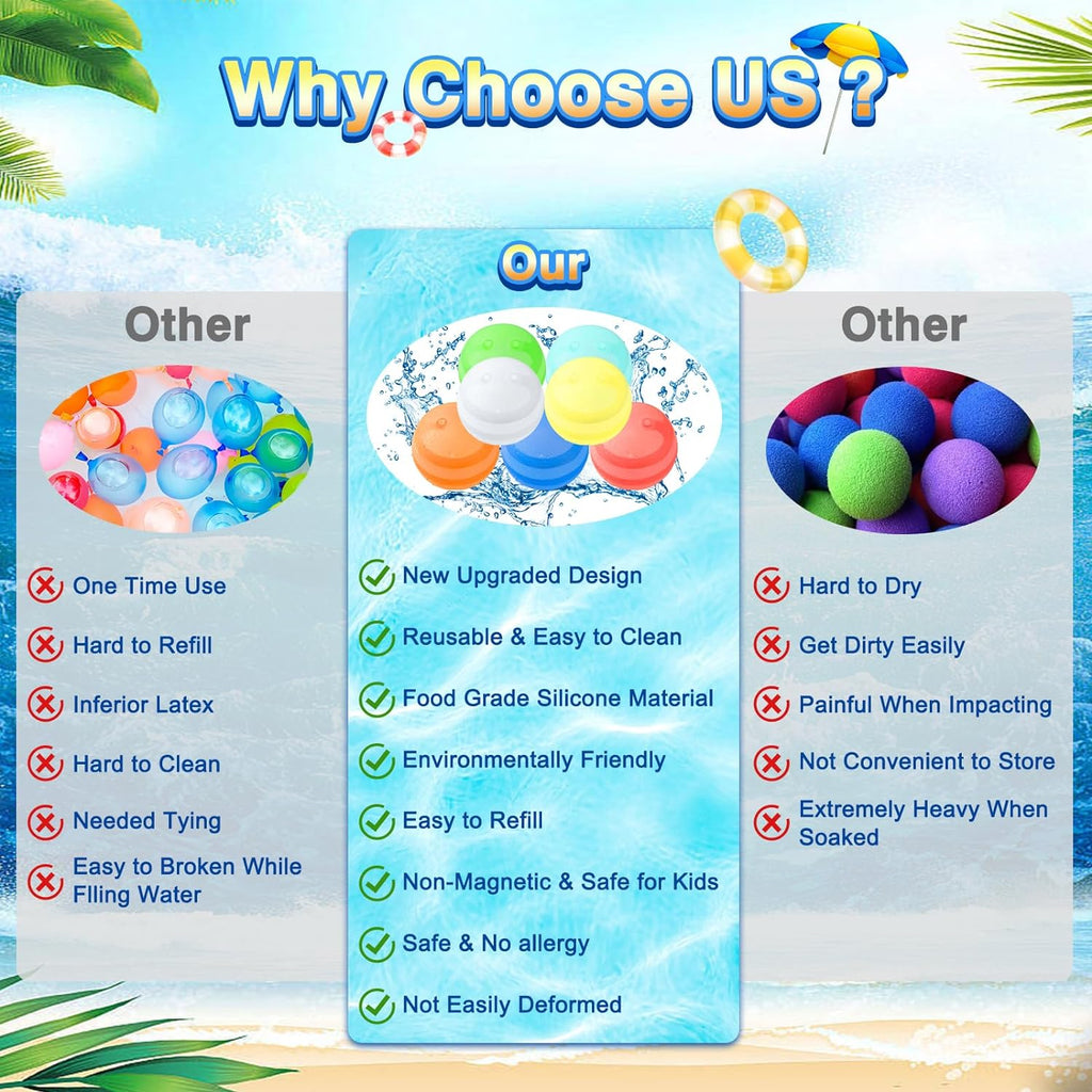 24 PCS Reusable Water Balloons with Mesh Bag Y91167