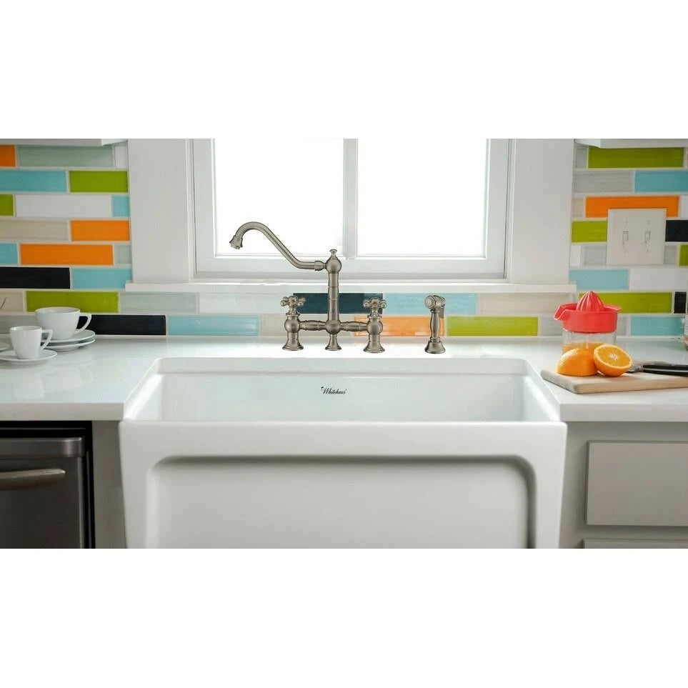 Oil Rubbed Bronze Bridge Faucet with Cross Handles and Side Spray Z7292