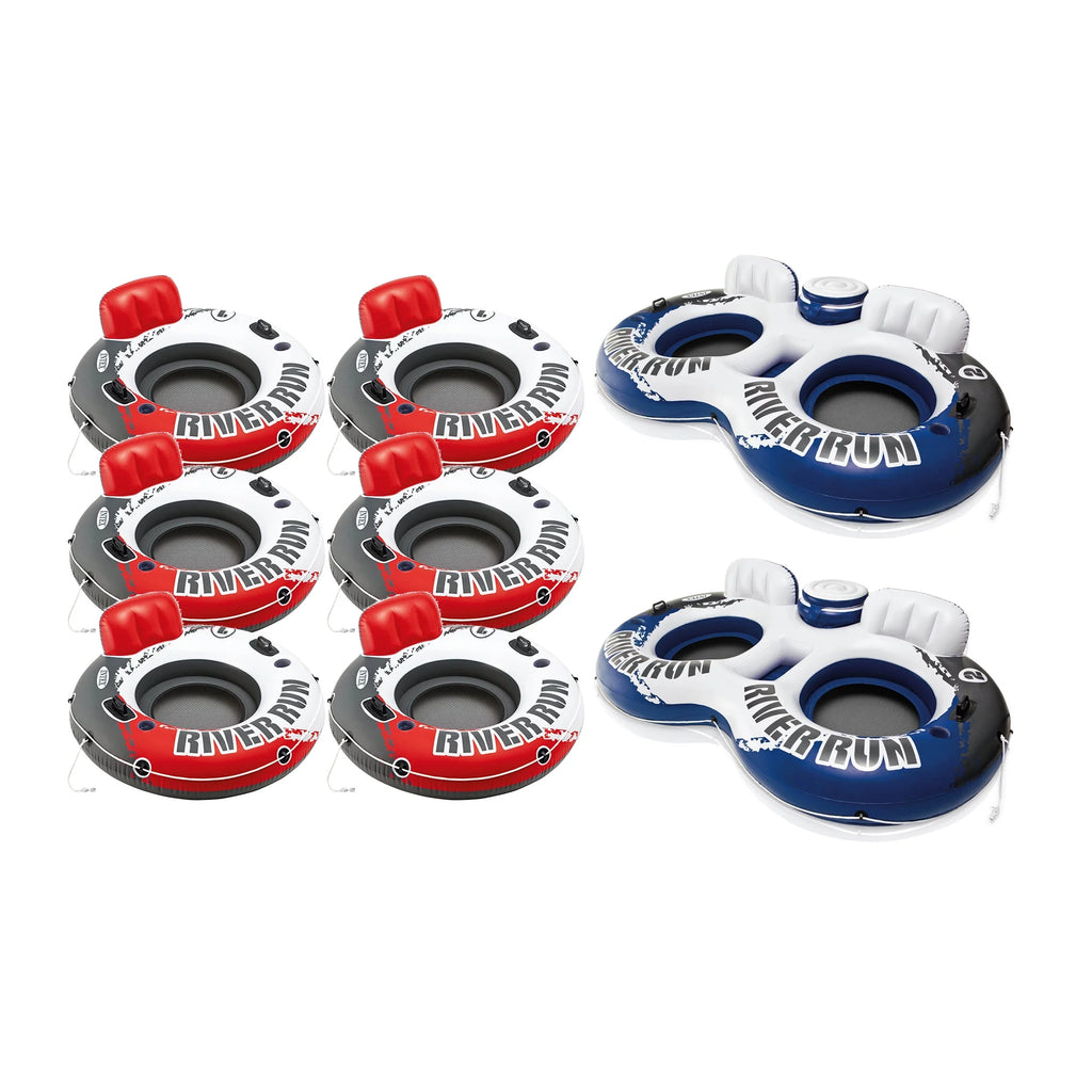 Red Inflatable Tube 6 Pack and 2-Person River Float 2 Pack A163154