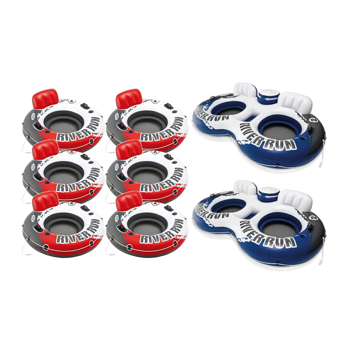 Red Inflatable Tube 6 Pack and 2-Person River Float 2 Pack A163154