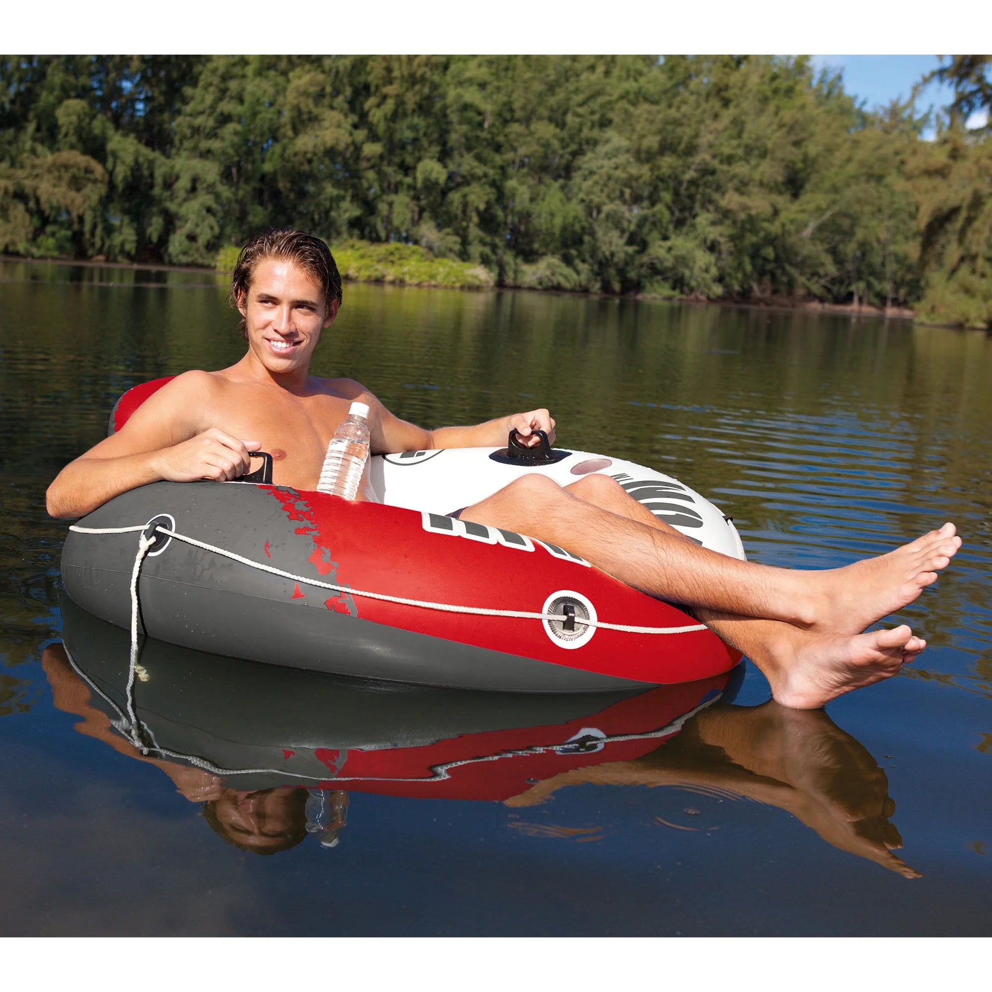 Red Inflatable Tube 6 Pack and 2-Person River Float 2 Pack A163154