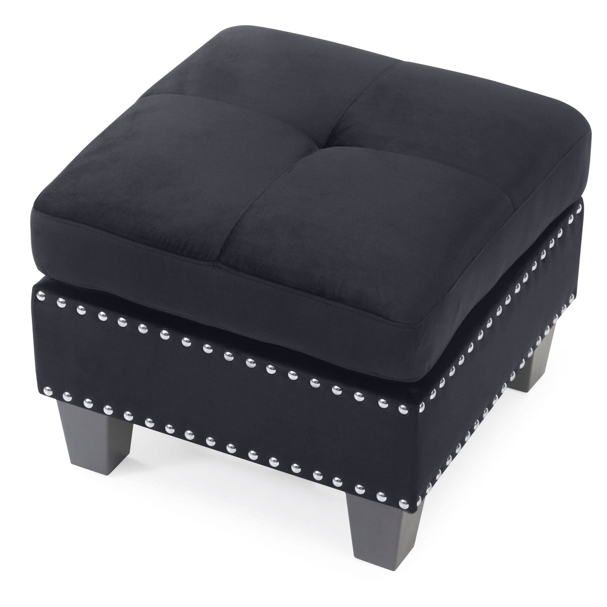 Navy Blue Tufted Velvet Ottoman I4643