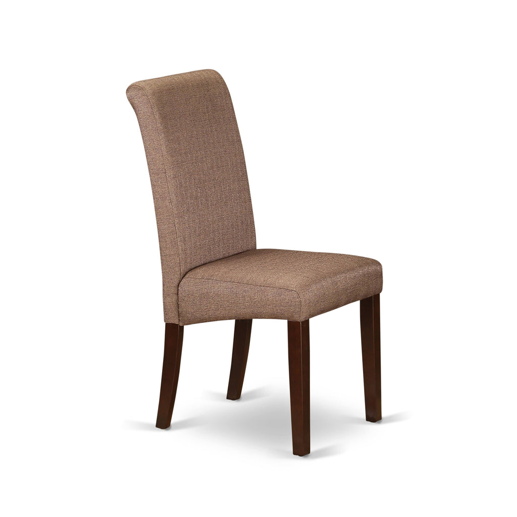 3PC Kitchen Table with Linen Brown Fabric Parson Chairs with Mahogany Chair Legs I294966