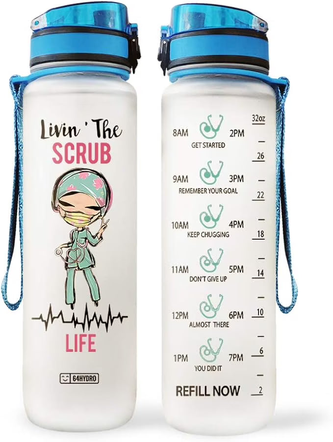 32oz Motivational Fitness Sports Water Bottle with Time Marker & Removable Strainer S2054