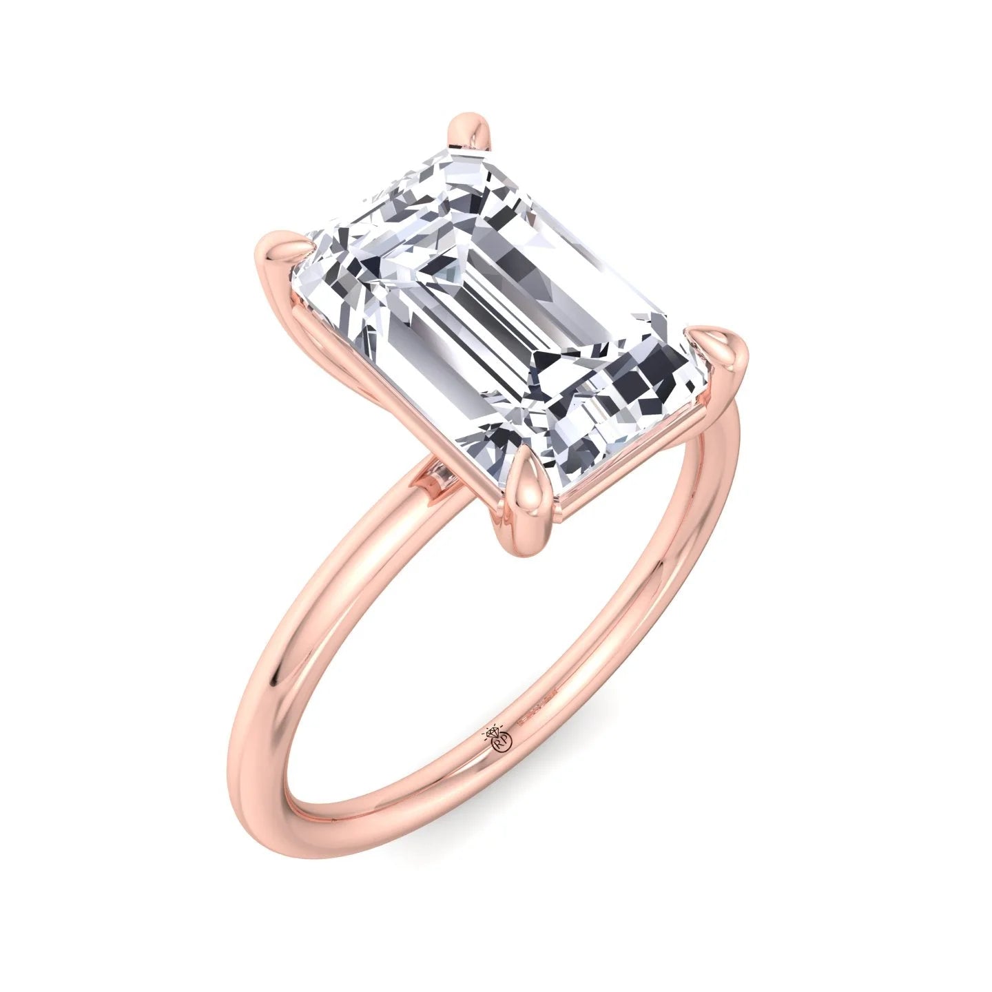Emerald Cut Moissanite Lab Diamond Thin Band Solitaire Engagement Ring J333480