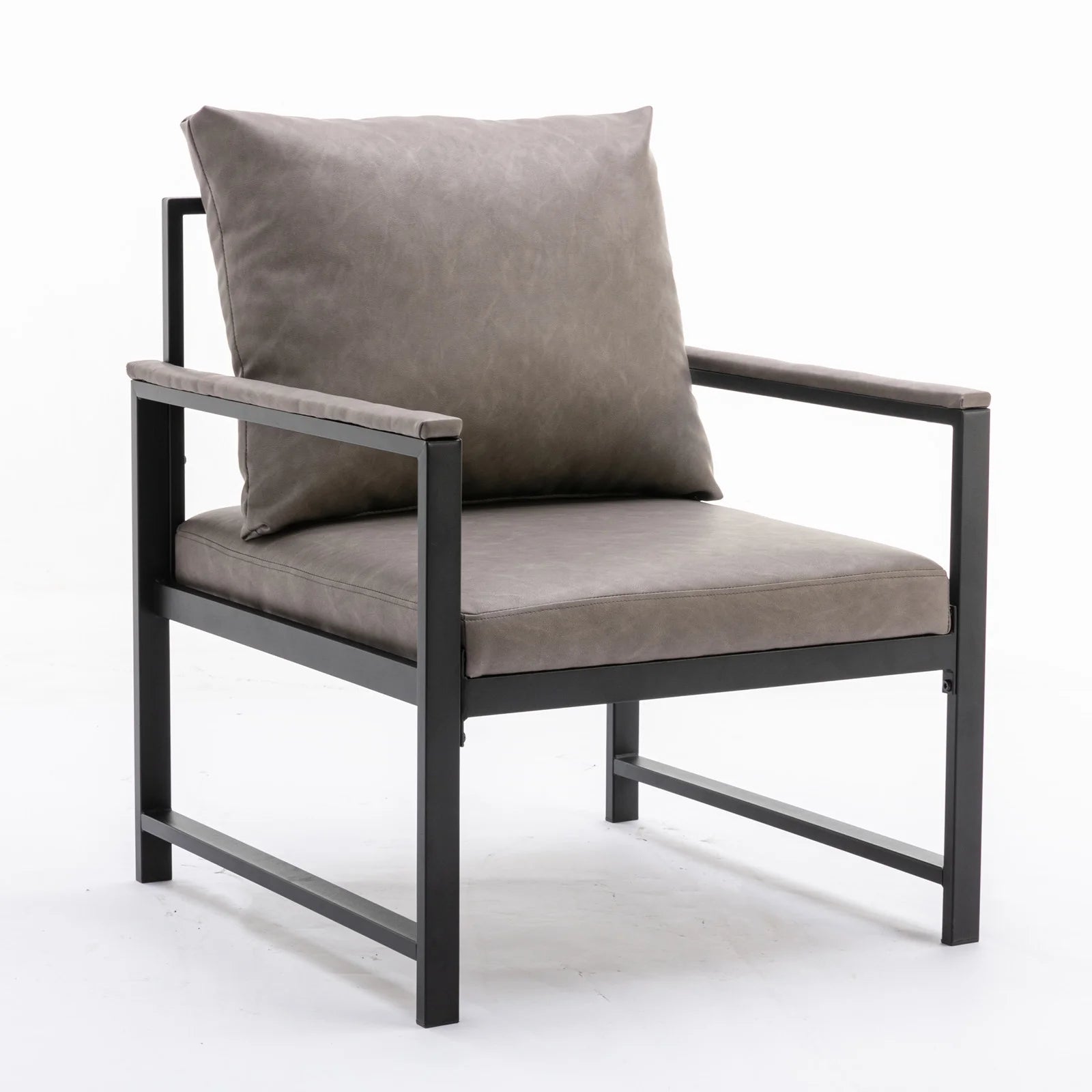 Gray Faux Leather Accent Chair with Black Metal Frame C67469