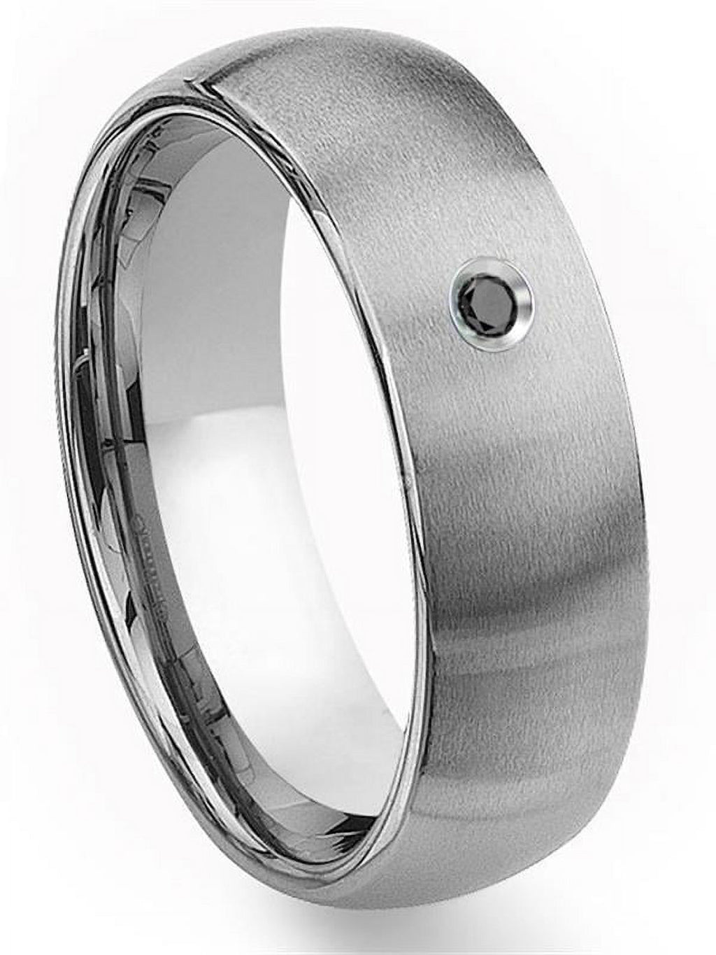 Titanium Tungsten Carbide 8mm Brushed Dome Black Comfort Fit Mens Wedding Band Ring M9081