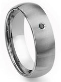 Titanium Tungsten Carbide 8mm Brushed Dome Black Comfort Fit Mens Wedding Band Ring M9081