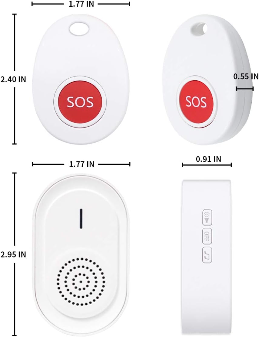 Wireless Call Button System with 2 Portable Rechargeable Receivers 3 Call Button P3558