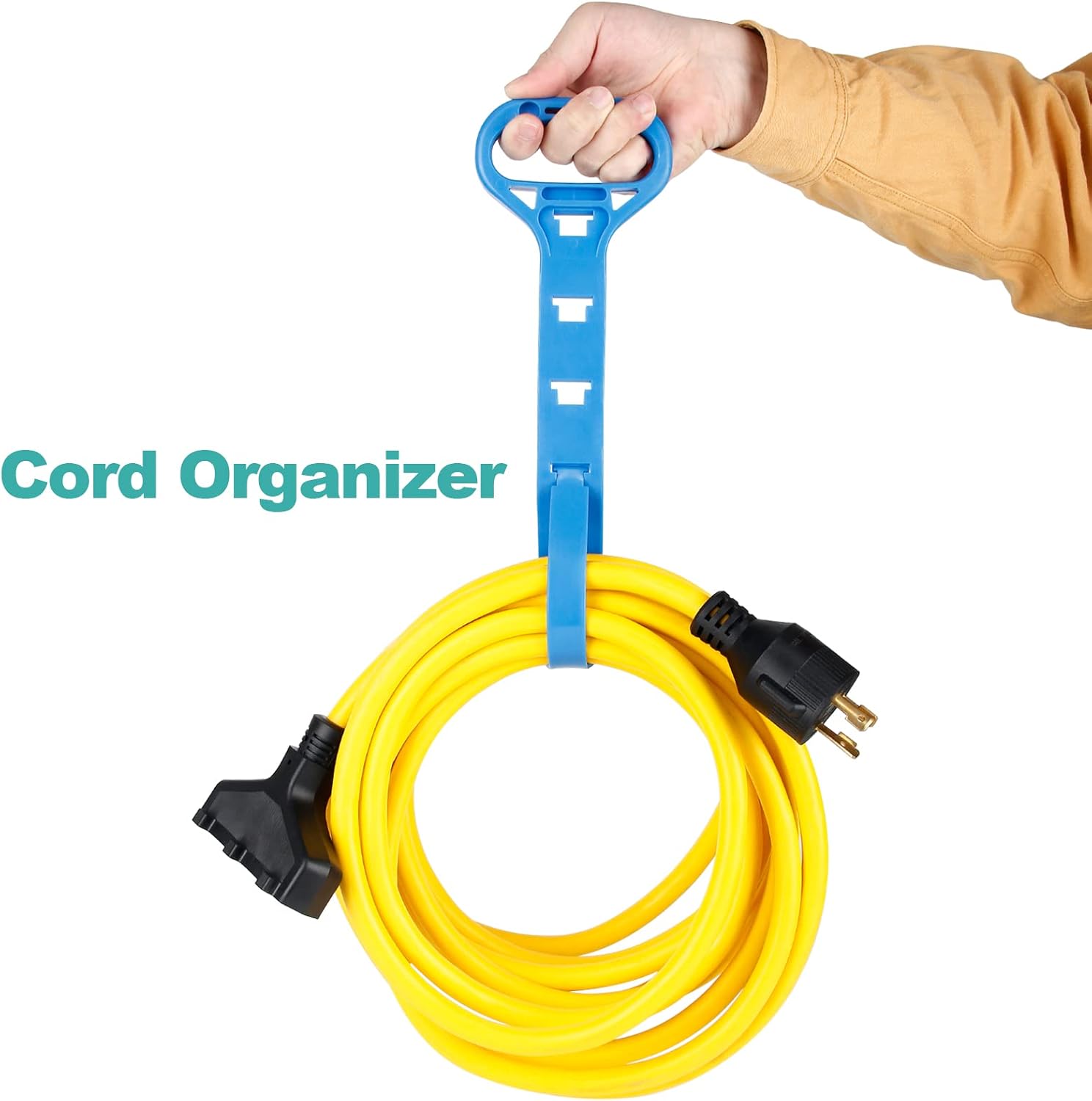 25ft Heavy Duty Generator Power Extension Cord with Cord Organizer, 3 Outlet 10 Gauge Flexible Power Cable Pack of 2 X60503