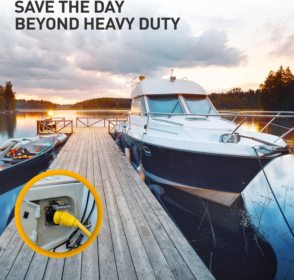 RV/ Boat Shore Power Adapter 1.5FT 15 Amp to 30 Amp Twist Lock Female with LED Indicator Heavy Duty Pack of 2 B980