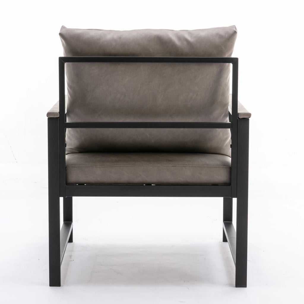 Gray Faux Leather Accent Chair with Black Metal Frame C67469