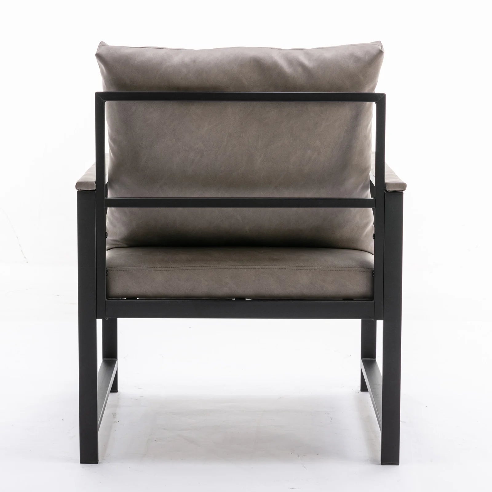 Gray Faux Leather Accent Chair with Black Metal Frame C67469