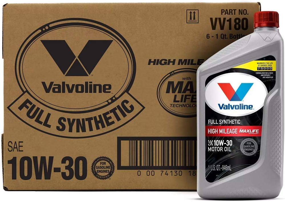Full Synthetic High Mileage SAE 5W-30 Motor Oil 1 QT Case of 6 Pack of 2 I30546
