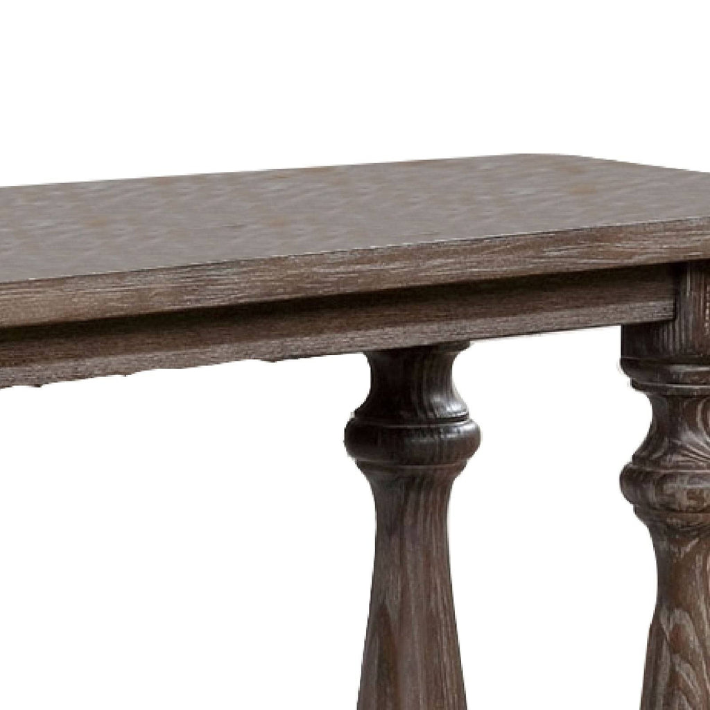 Weathered Brown Sofa Table with Turned Legs and Open Shelf L1965