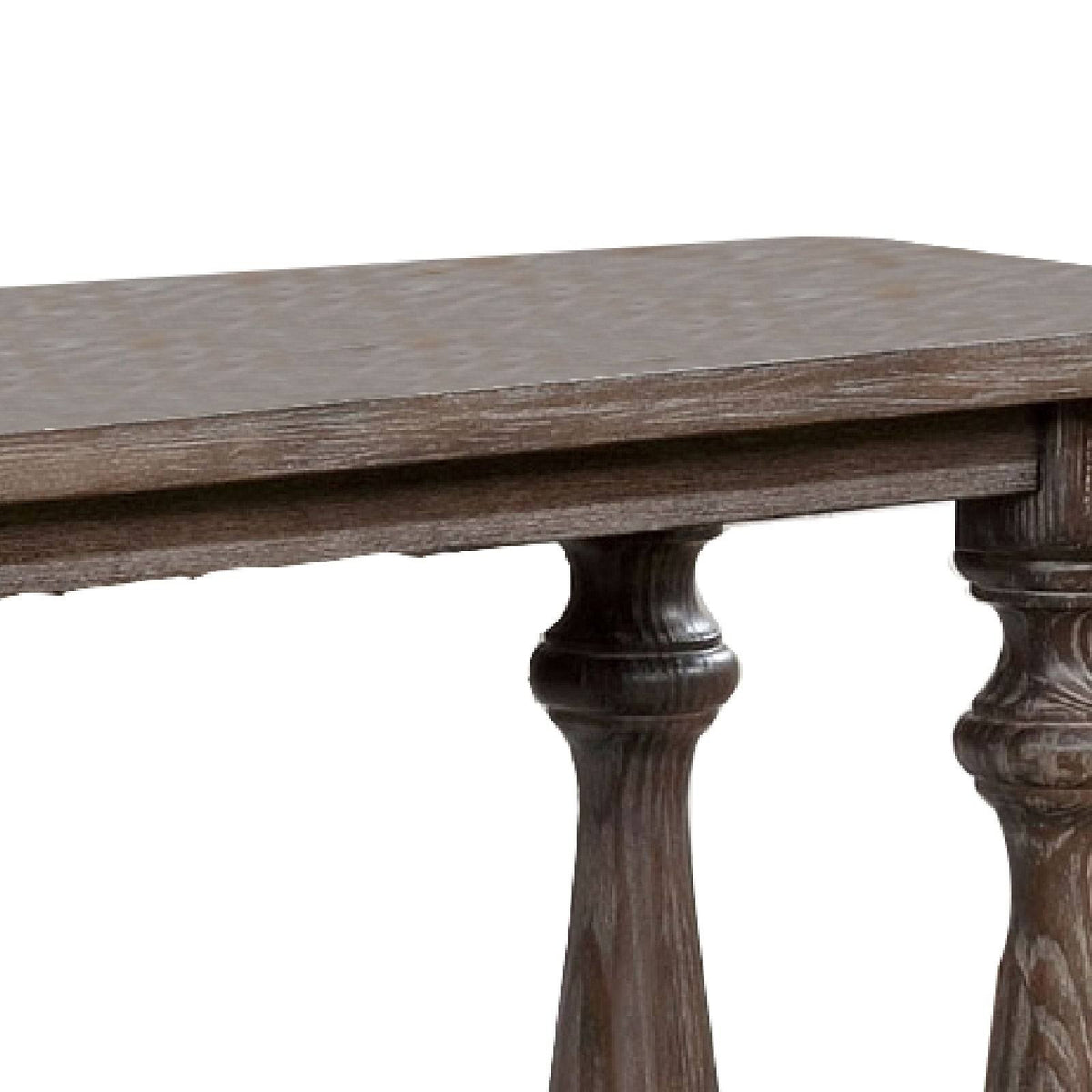 Weathered Brown Sofa Table with Turned Legs and Open Shelf L1965