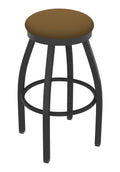 Swivel Bar Stool with Pewter Finish and Saddle Seat A517