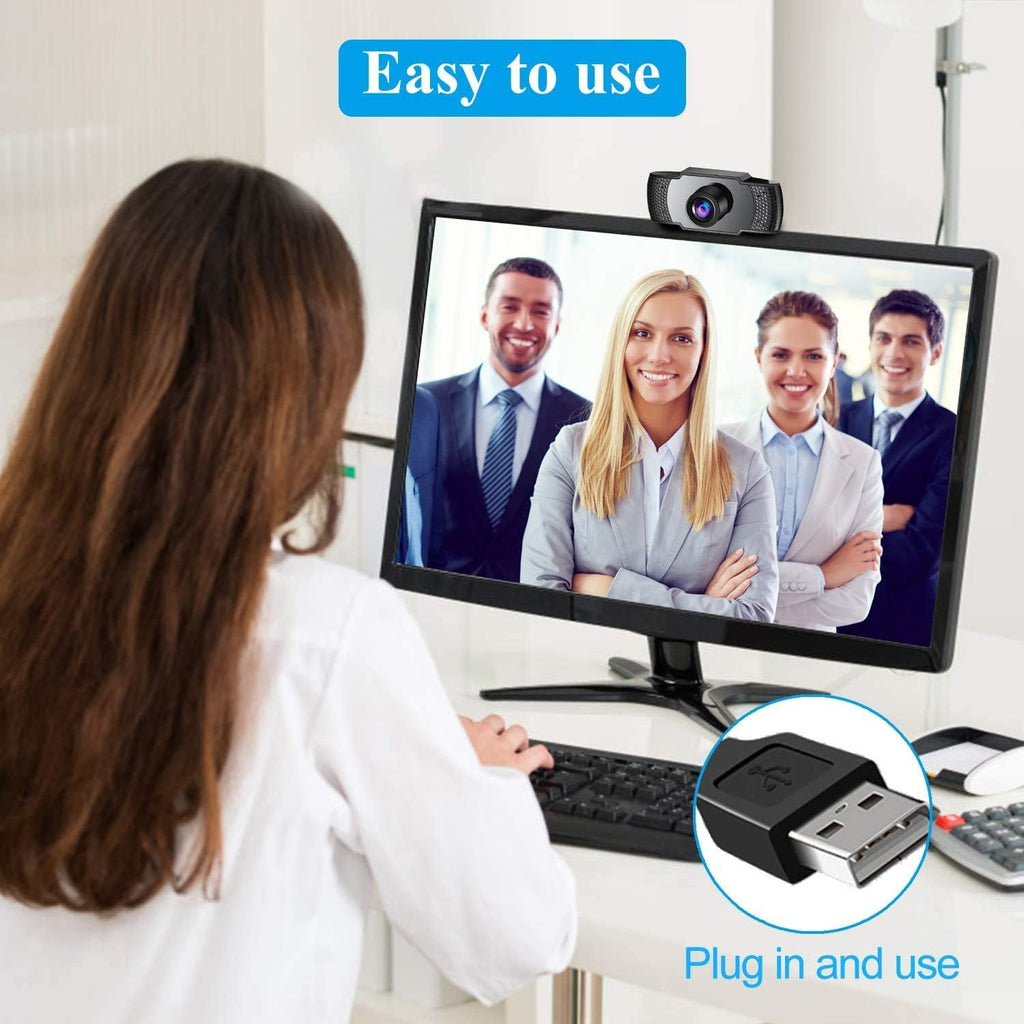 1080P Webcam with Microphone, USB2.0, Rotatable, Pack of 2 B72350