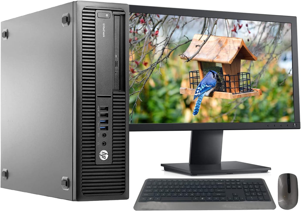 HP 705 G2 Desktop PC AMD Pro A4-8350B R5 Processor, 8GB Ram, 256 GB M.2 SSD, WiFi & Bluetooth, Wireless Keyboard Mouse, 27 Inch LED Monitor, Windows 10 (Renewed) O62662